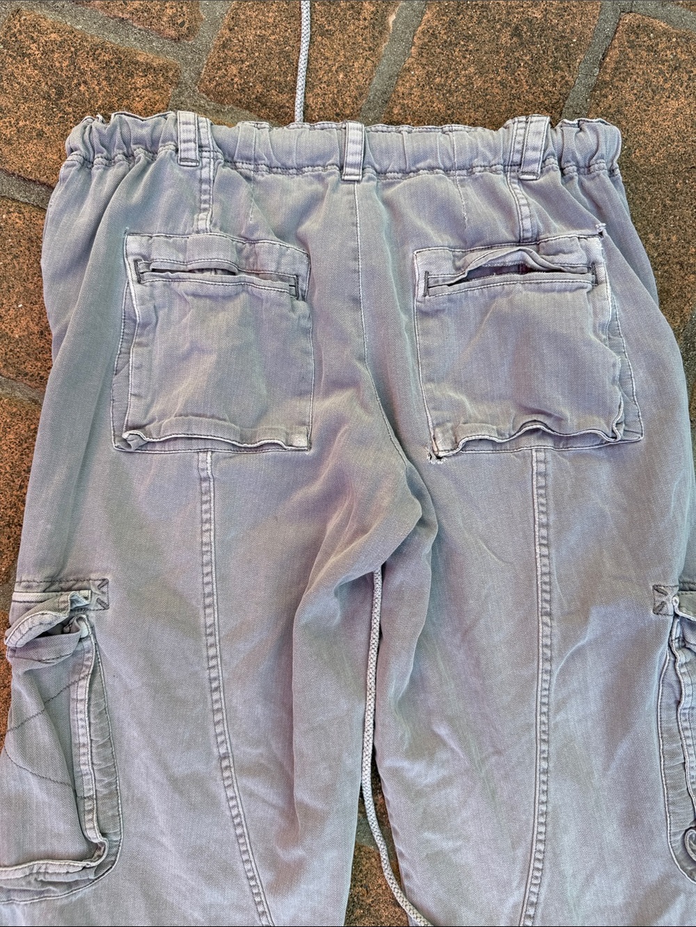 Free People Light Gray Relaxed Cargo Jeans with Drawstring - Picture 6 of 11